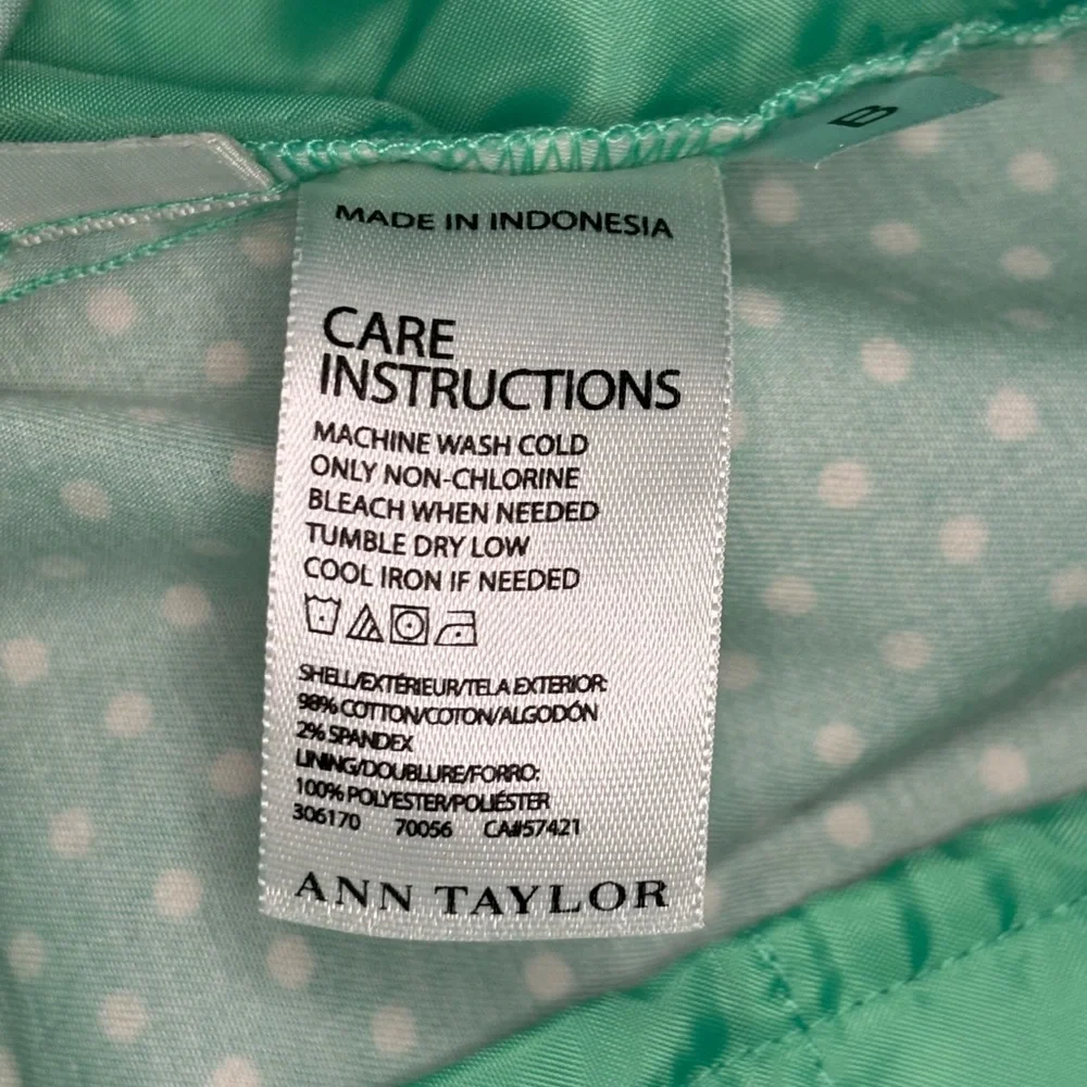 🌸Ann Taylor Green Cotton Polka Dot Skirt🌸 - Picture 9 of 9